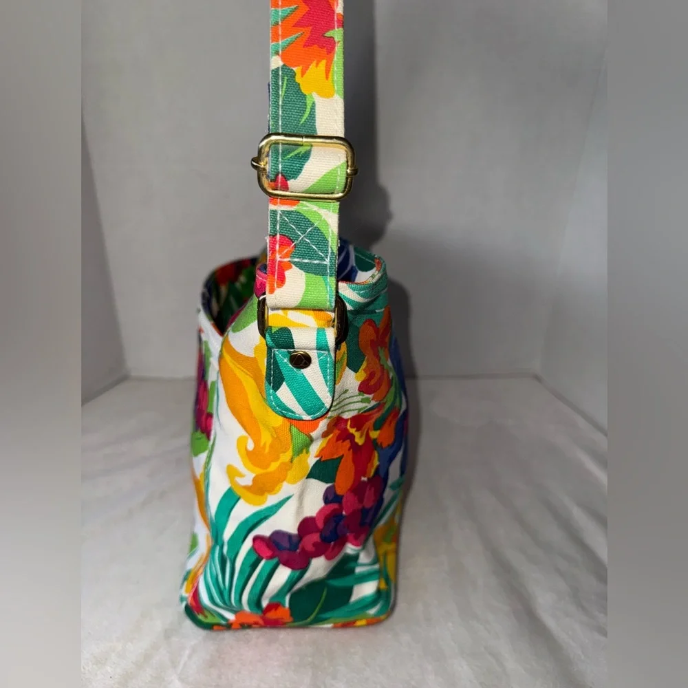 ‼️SOLD‼️90s Liz Claiborne Colorful Tropical Botanical Shoulder/Crossbody Bag - Picture 6 of 14